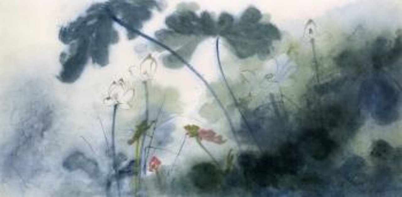 Lotus in splashed colour style by Zhang Daqian