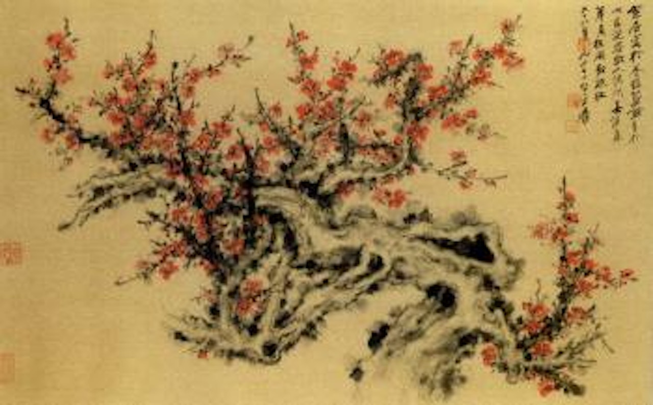 Red plum blossoms by Zhang Daqian