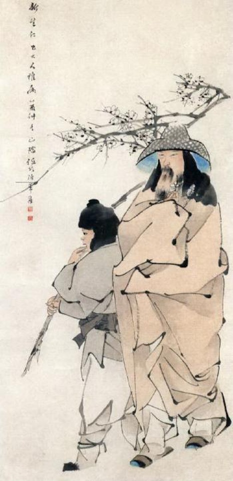 Searching for plum blossom in snow by Ren Bonian