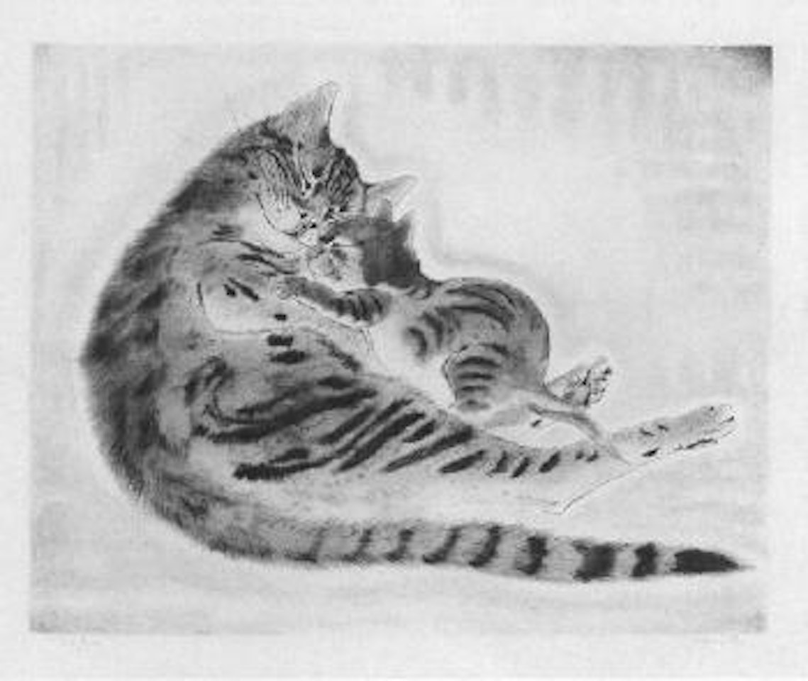 Kitten with mother, from 'Les Chats' by Leonard Tsuguharu Foujita