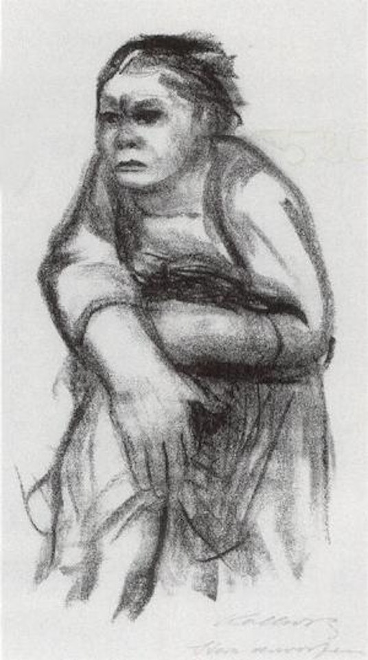 Frau, ein Kind an sich druckend. Arbeiterfrau by Kathe Kollwitz