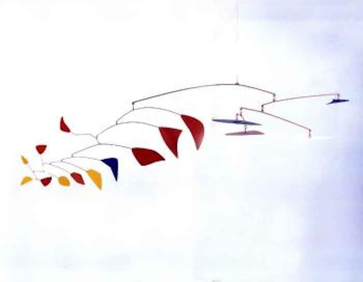 Red toenail, blue L - hanging mobile by Alexander Calder