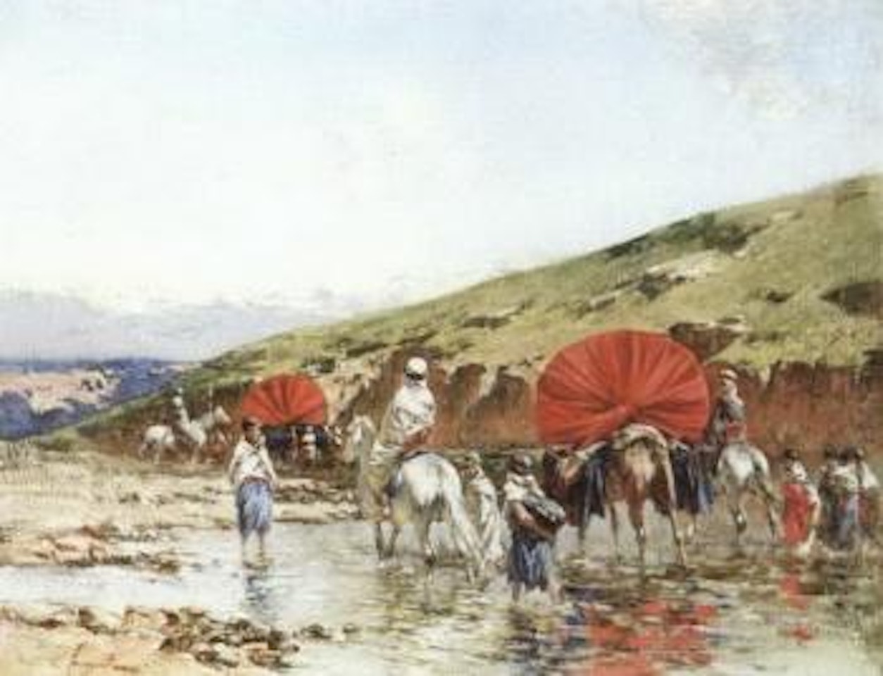Caravane passant un gue by Victor Pierre Huguet