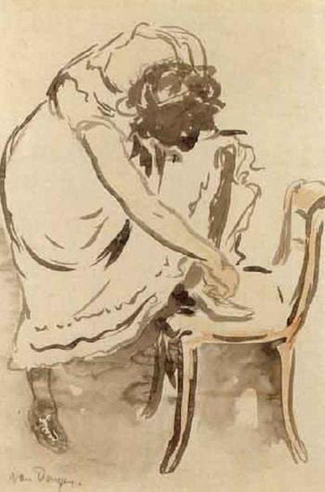 Woman tying her shoe by Kees van Dongen