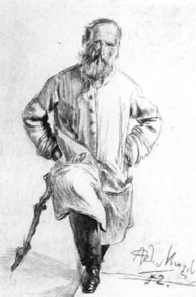 Man with walking stick by Adolph Menzel