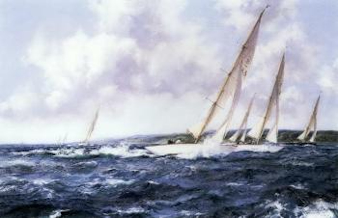 Well away down Solent, eight meters yachts by Montague Dawson