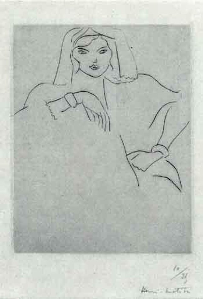 Jeune femme accoudee, voile sur la tete by Henri Matisse