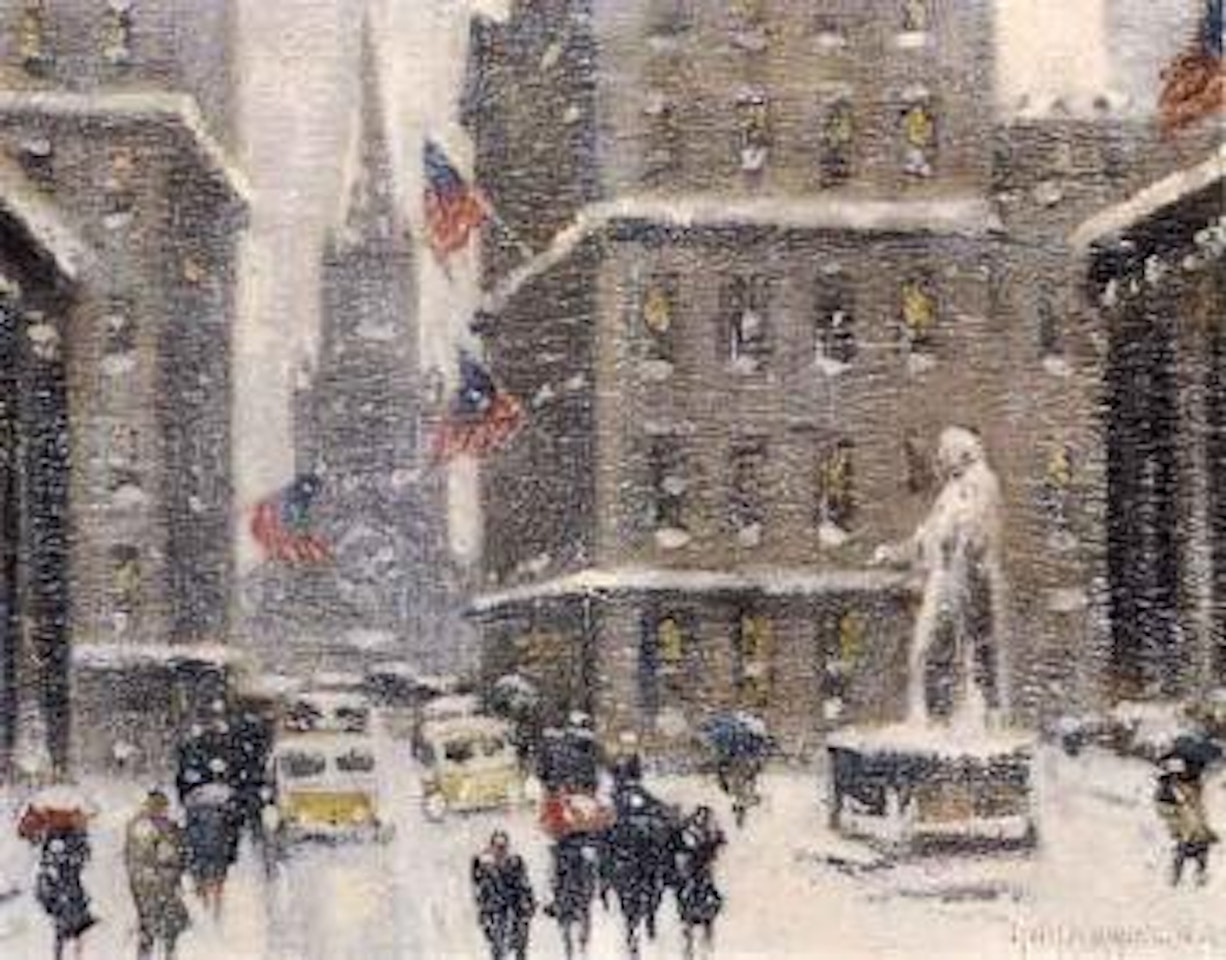 Trinity Church from Wall Street in winter by Guy Carleton Wiggins