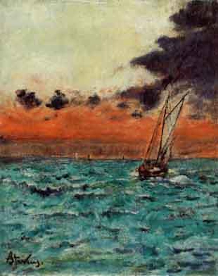 Sailboat at sea by Alfred Stevens