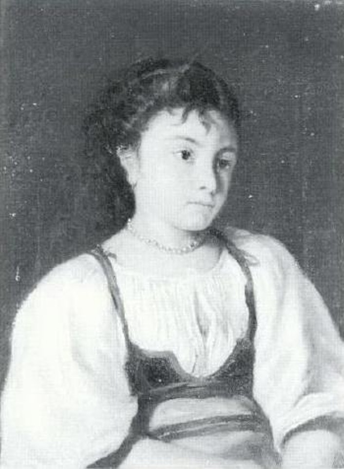 Portrait of girl in white blouse and national costume by Franz von Defregger