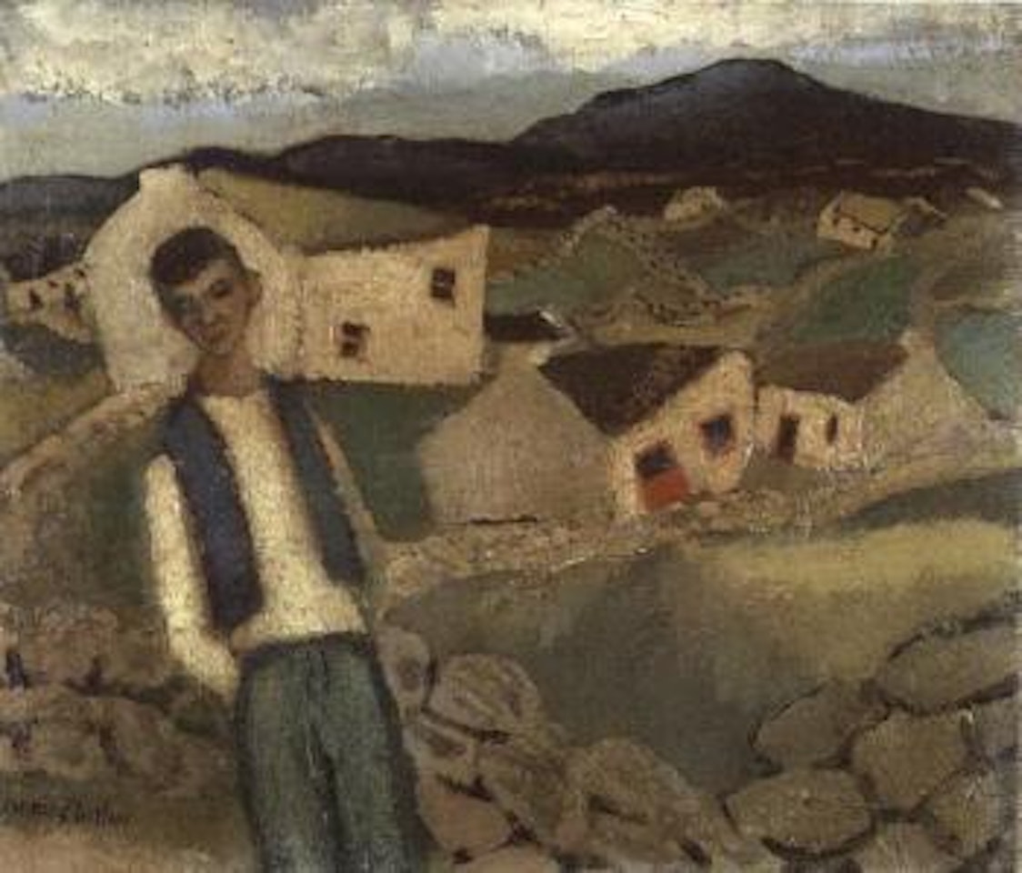 Boy in landscape by Gerard Dillon