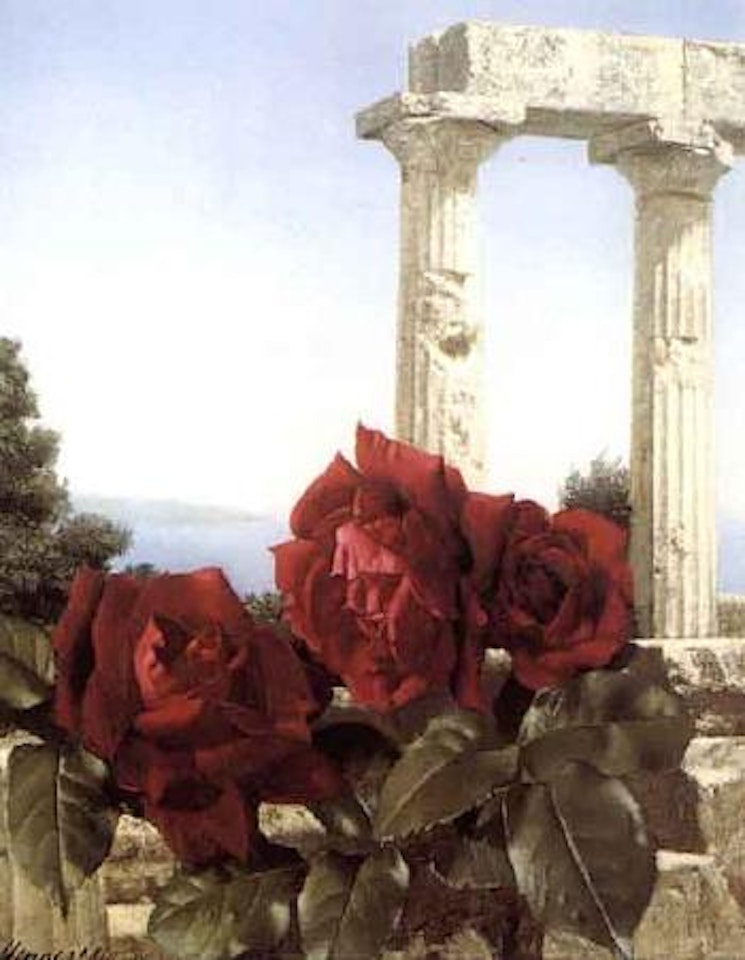 Roses and temple by Patrick Hennessey
