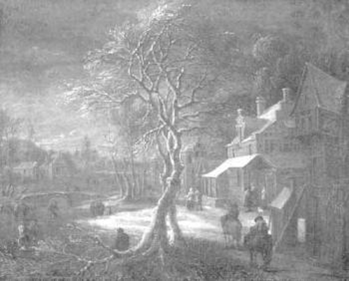 Village scene, winter by Dutch School