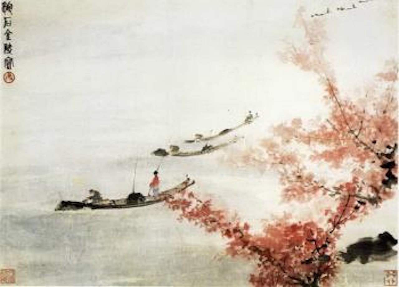 Fishing scene by Fu Baoshi
