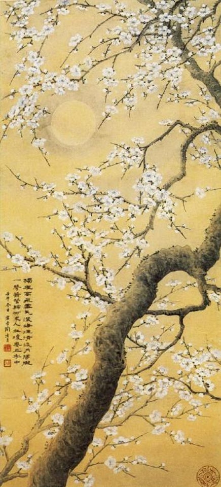 Plum blossom in moonlight by Lengyue Tao