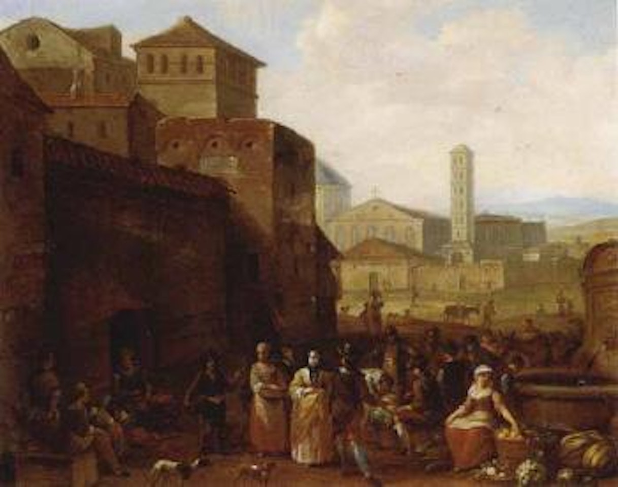 Market scene near the Piazza Rocca della Verita, Rome by Dutch School