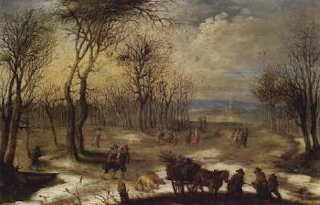Winter landscape with peasants by Jan Brueghel the Younger