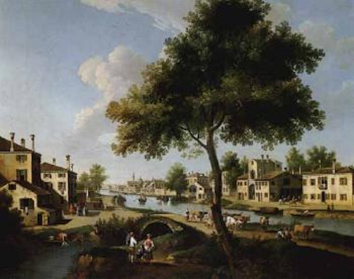 View along canal in the Veneto by Giovanni Battista Cimaroli