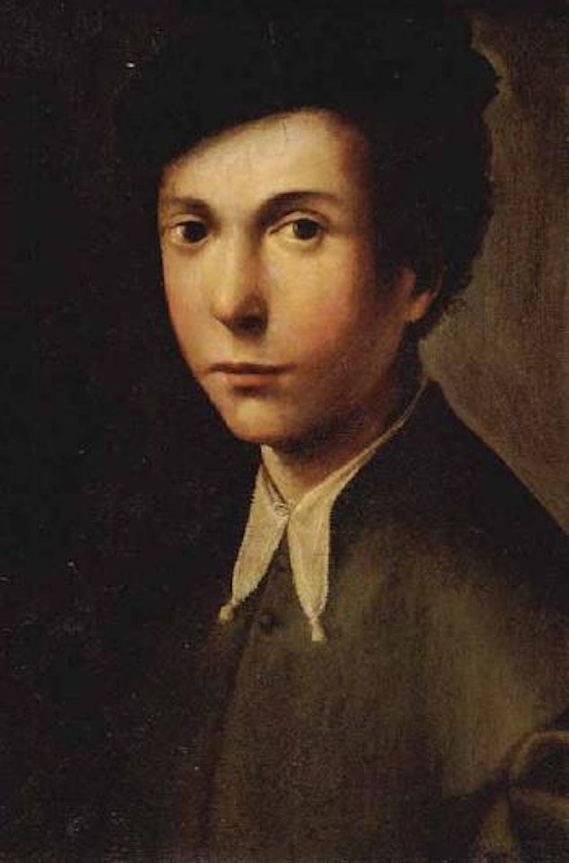 Portrait of young man in green by Francesco Salviati