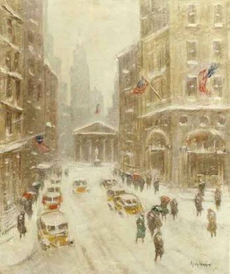 Broad Street in winter, New York by Guy Carleton Wiggins