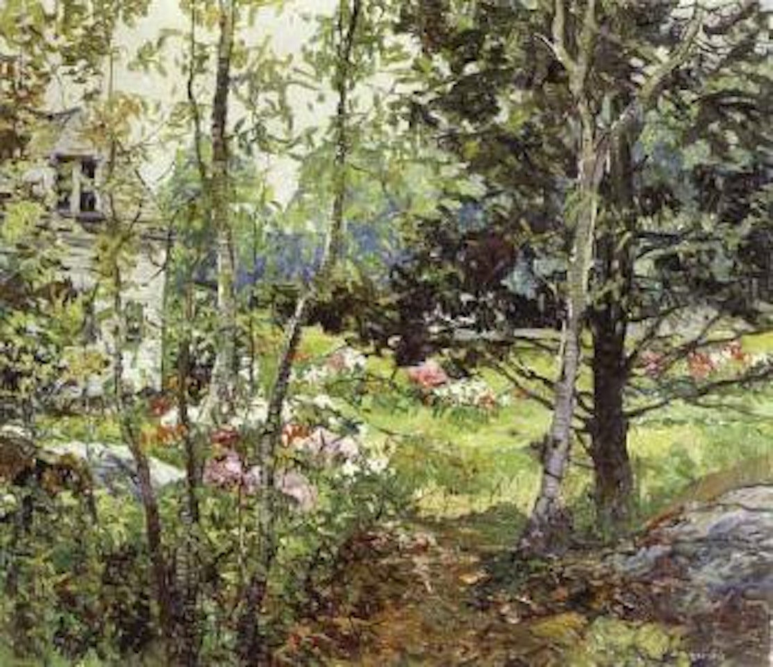 White house and flowers by Edward Willis Redfield