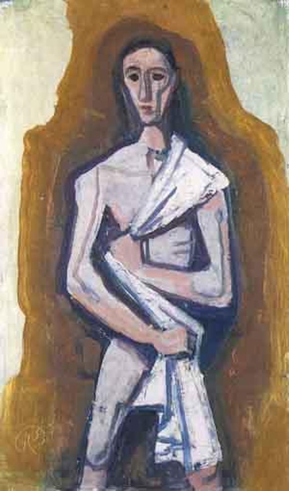 Standing man with cloth by Karl Hofer