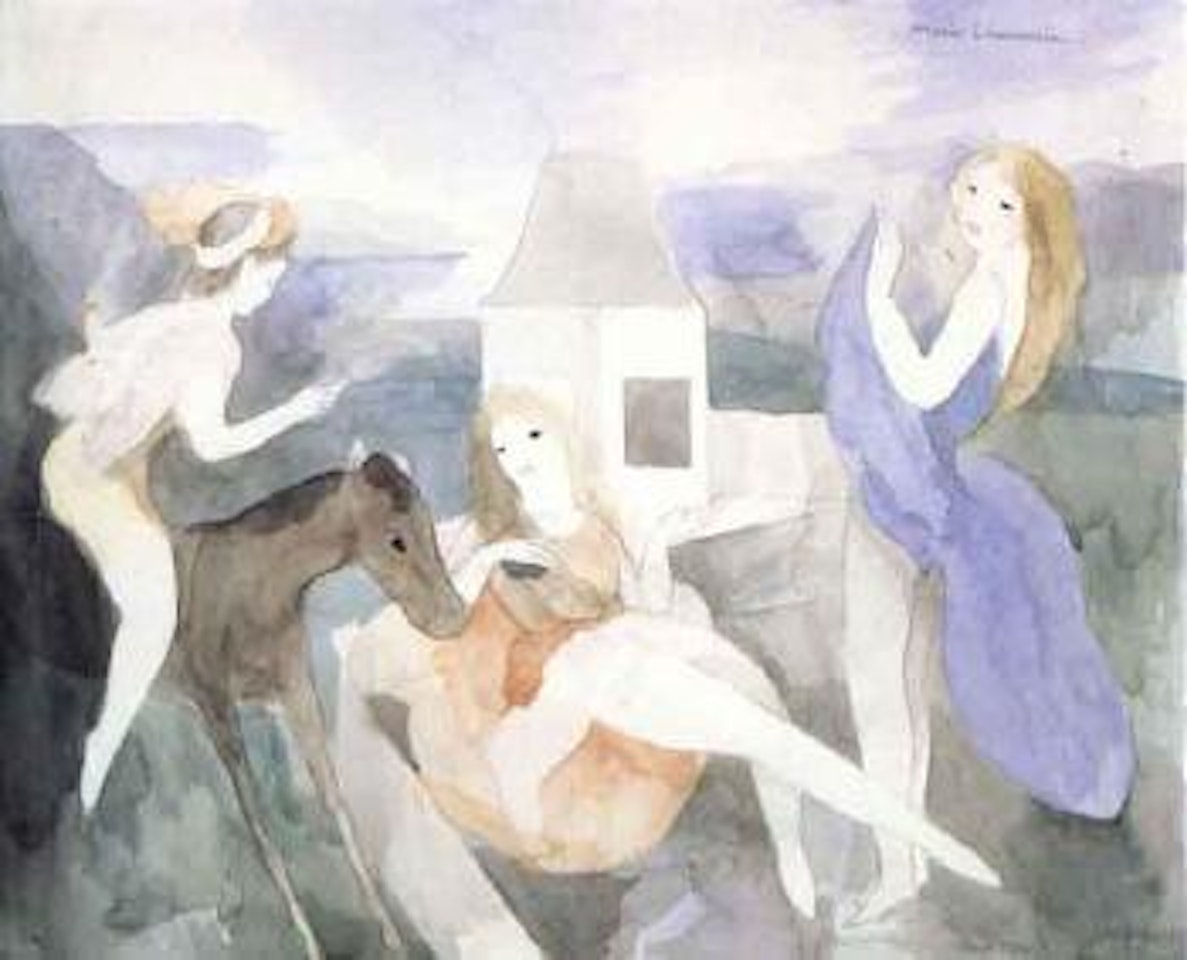 Jeunes filles et cavaliere dans un parc by Marie Laurencin