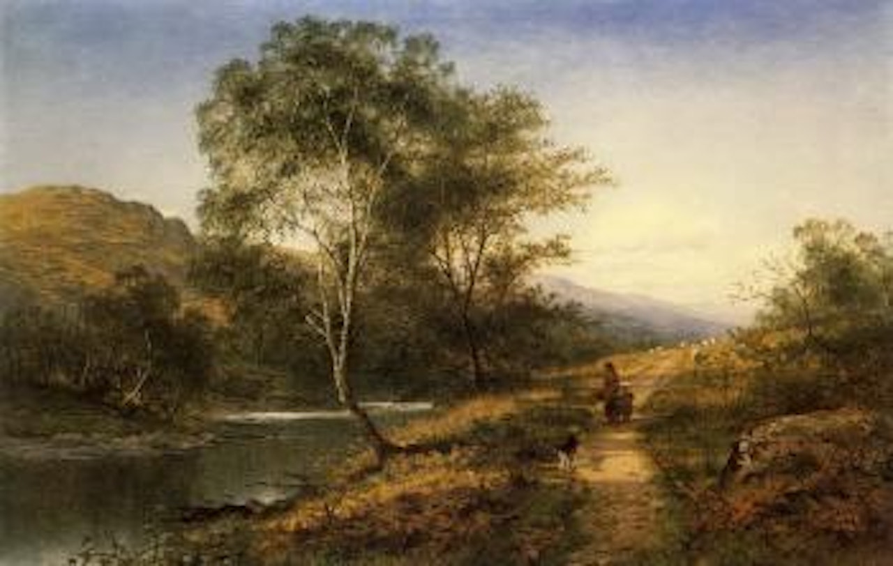 By Welsh river by Benjamin Williams Leader