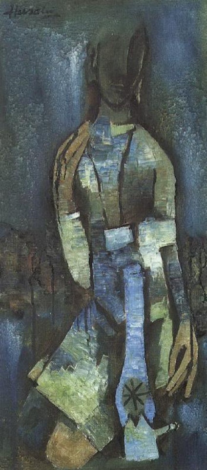 Lady and the lamp by M.F. Husain