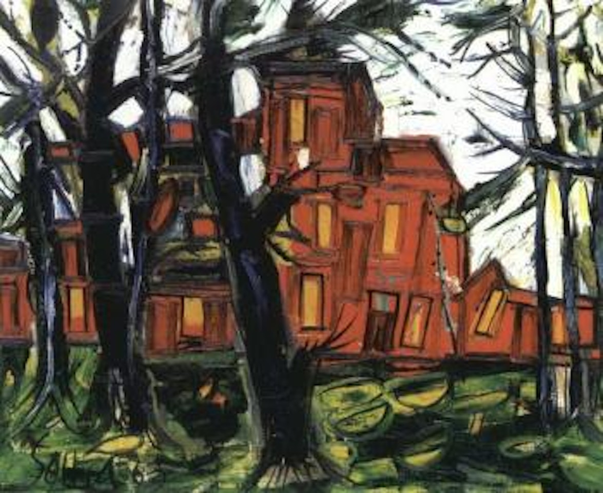 Red houses by Francis Newton Souza