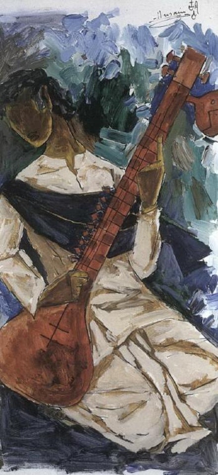 Veena player by M.F. Husain