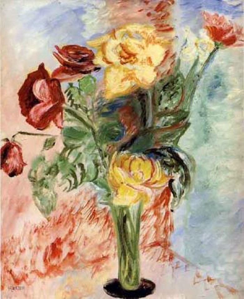 Yellow and pink roses by Sigrid Hjertén