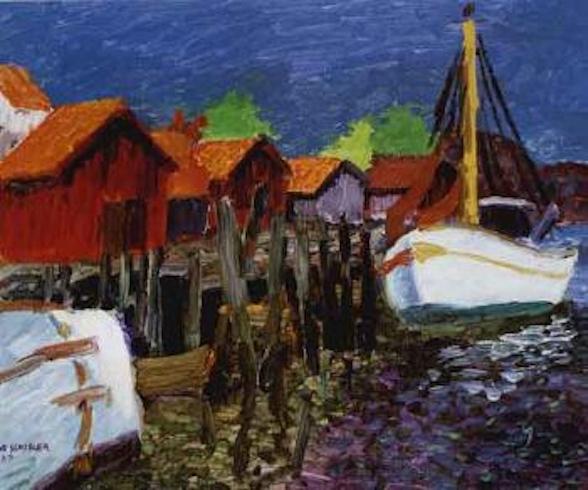 Fishing boats and boat houses, Kostersundet by Inge Schiöler