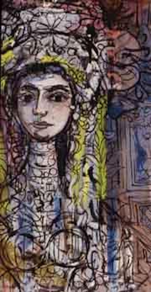 Girl wearing hat by René Portocarrero