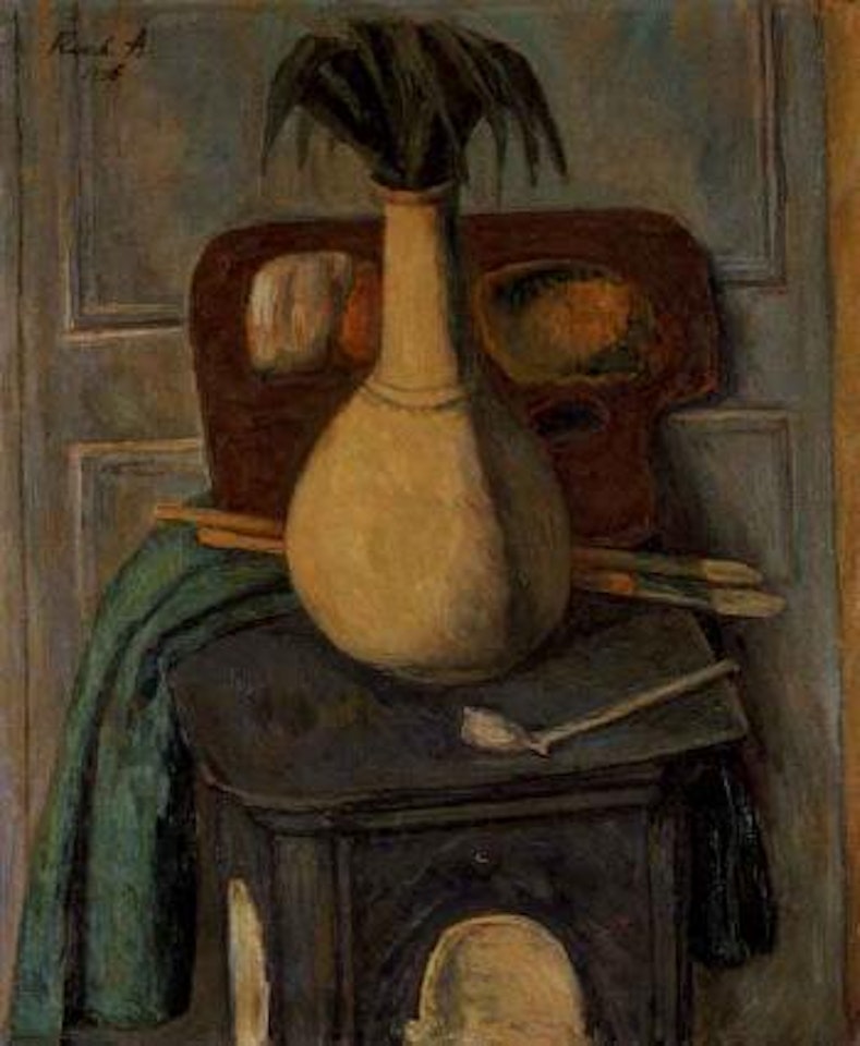 Still life with vase and palette by Rene Auberjonois