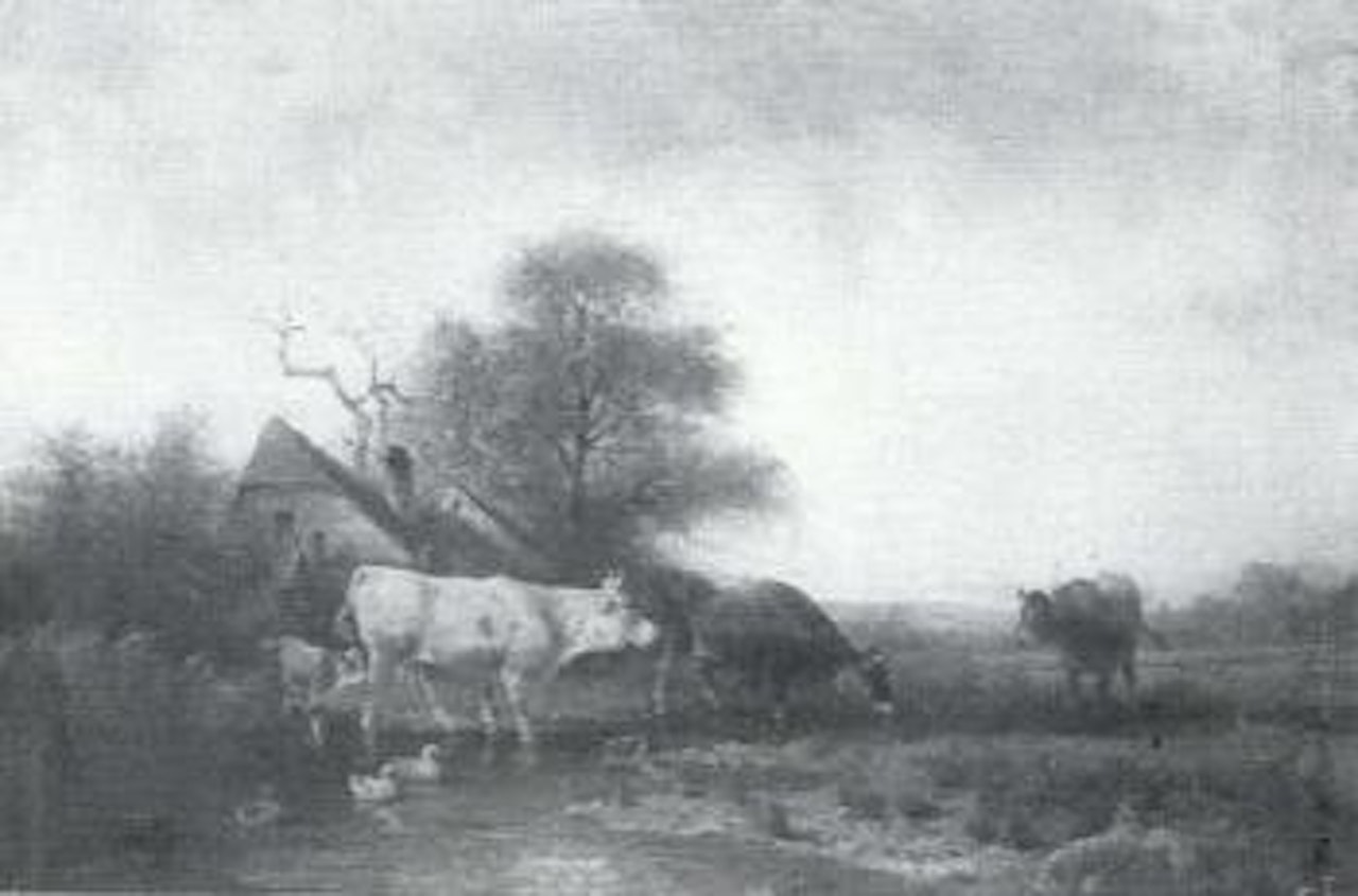 Watering cattle by Thomas Sidney Cooper