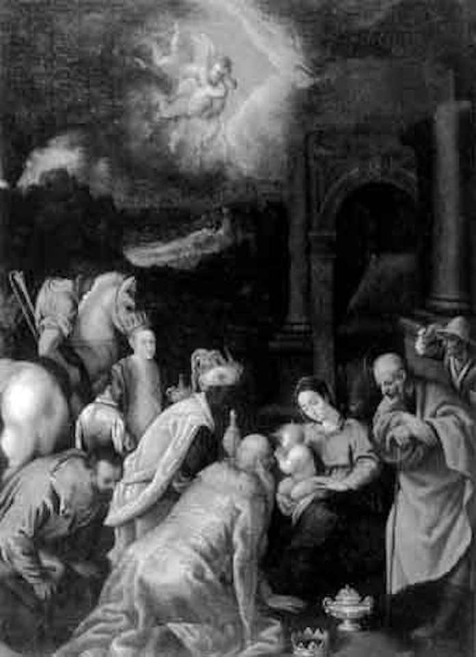 Adoration of the Magi, Shepherds and Angels by Leandro Bassano