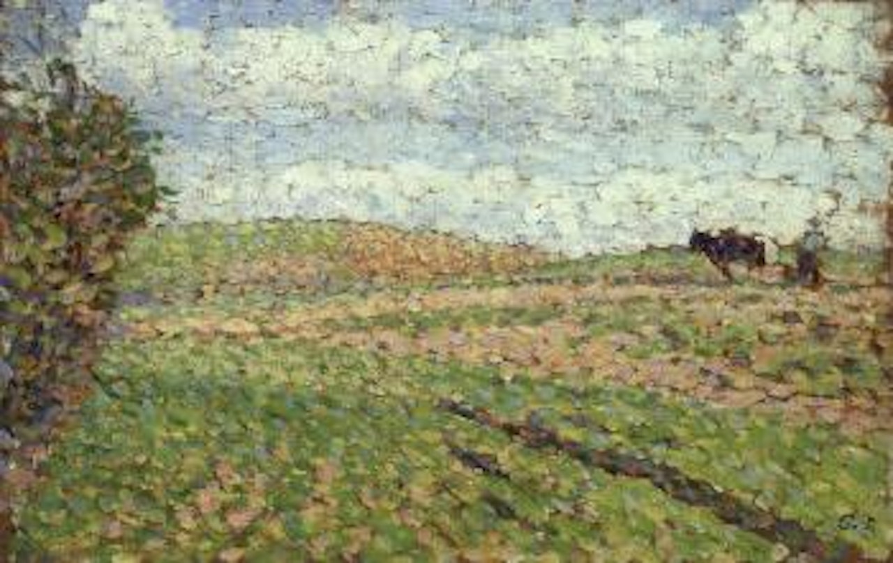 Le labour a Eragny by Camille Pissarro