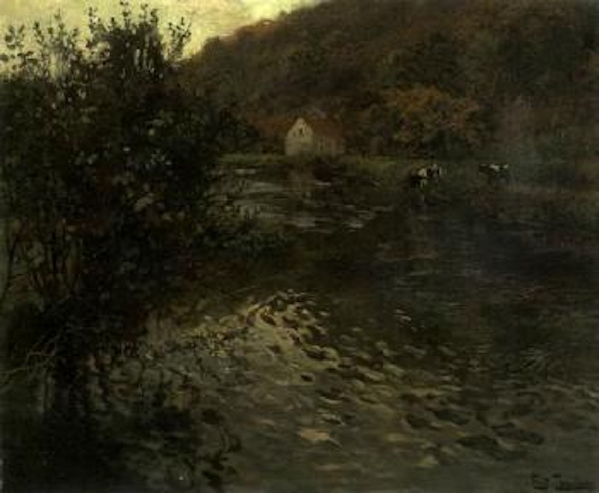 River landscape by Fritz Thaulow