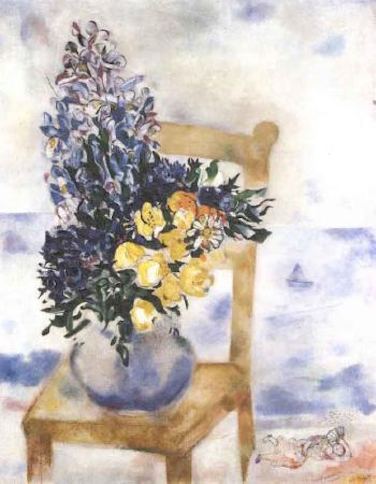 Fleurs sur une chaise by Marc Chagall