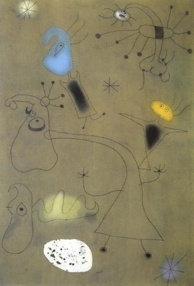 Femme, oiseaux, etoile by Joan Miró