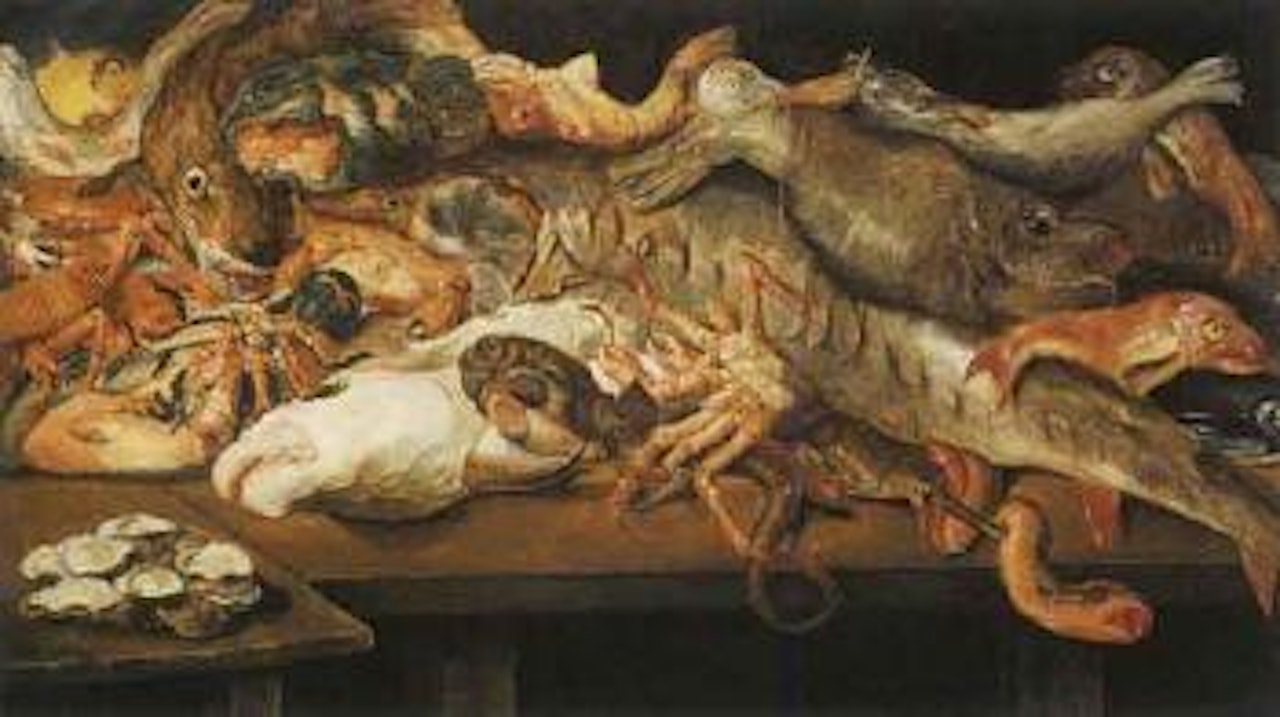 Still life of cod, red mullet and other fish by Frans Snyders