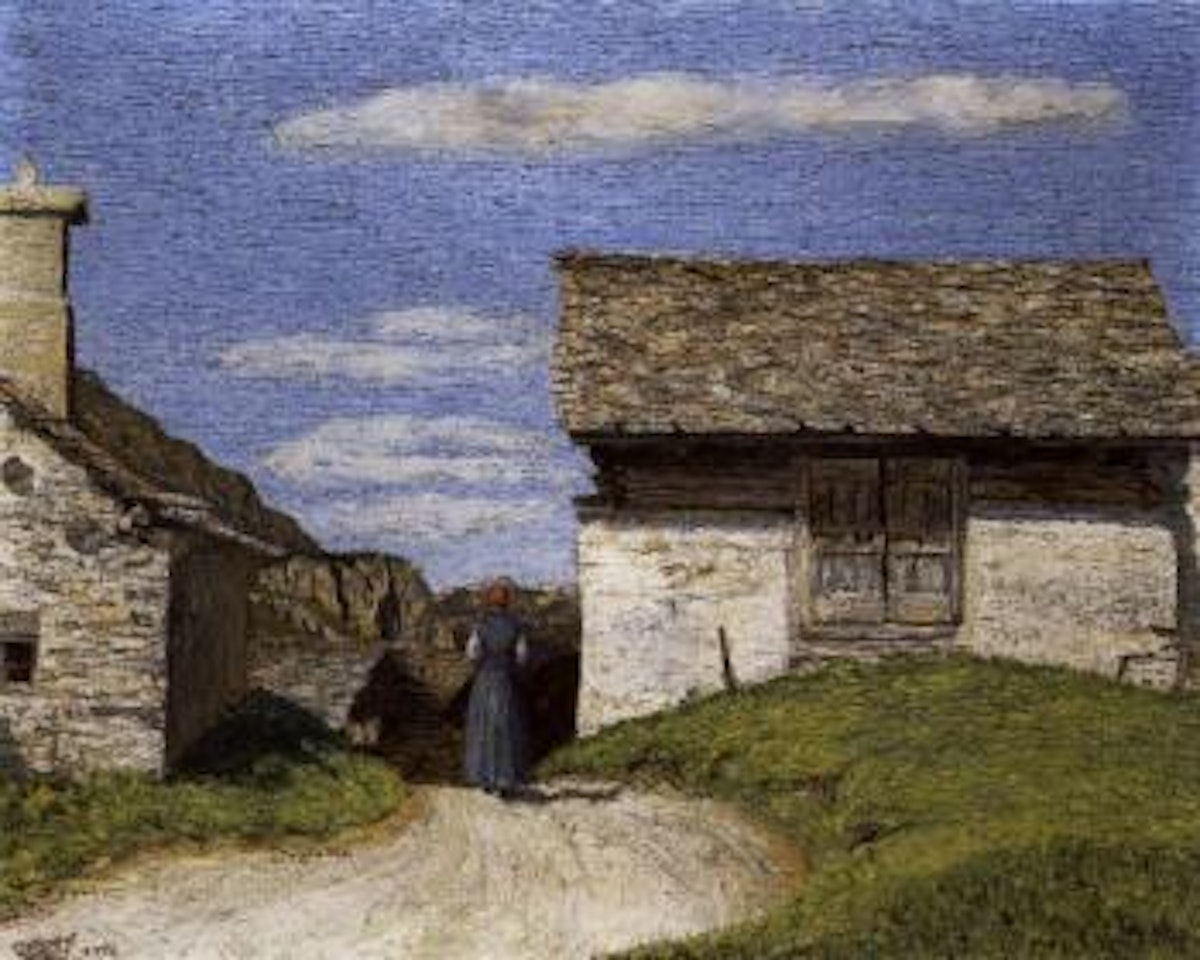 Village street in Maloja by Gottardo Segantini