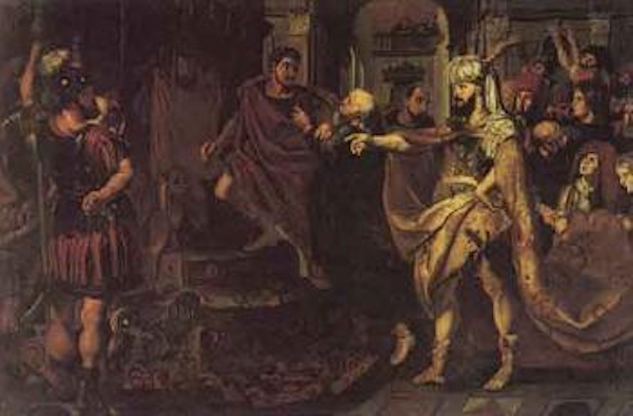 Bear hunt in landscape by Frans Snyders