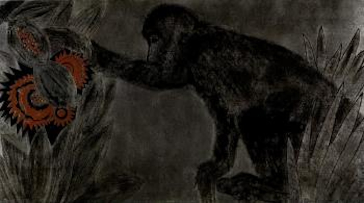 Monkey with fruit by Jean Dunand
