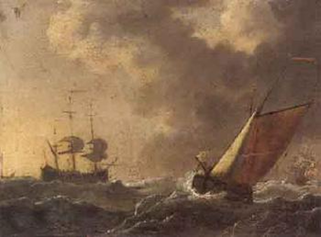 Shipping in stiff breeze by Francis Swaine