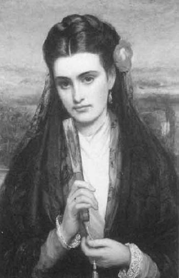 Woman holding a fan by Continental School