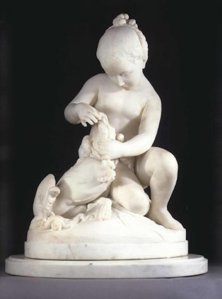 La Riconoscenza - naked young girl with spaniel by Giovanni Maria Benzoni
