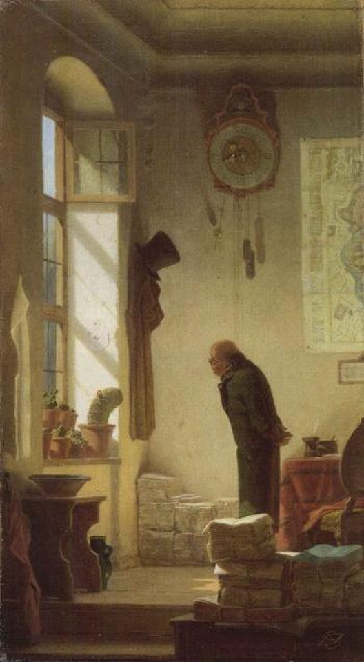 The cacti enthusiast admiring his flowering plant by Carl Spitzweg