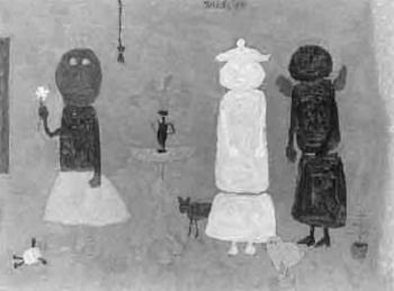 Three figures in interior by Jan Roede